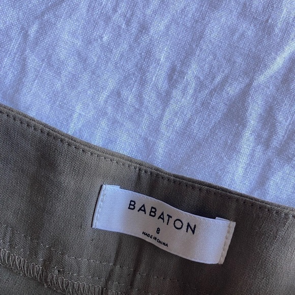 Aritzia Babaton Women’s Halston Pants Olive Green Size 8 Cropped Wide Leg - Picture 5 of 10